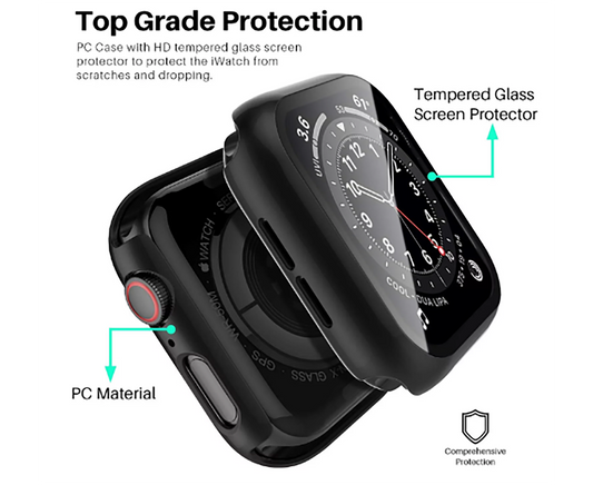 Apple Watch Series 7 Tempered Glass Case 360 Full Cover 41mm Black