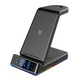 5-in-1 Fast Wireless Charger Station with Time Function, Alarm Clock and LED Lights (15W) with 18W Qualcomm Adapter